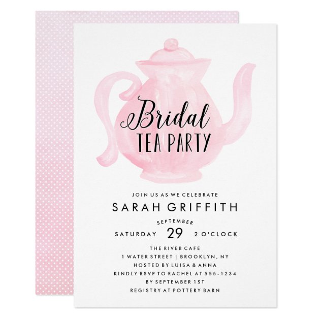 Mod Bridal Shower Tea Party Pink Invitation