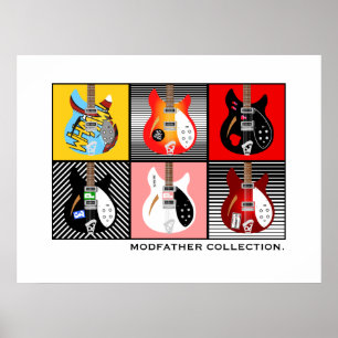 Mod Brit Pop Art electric guitar collection Poster