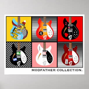 Mod Brit Pop Art electric guitar collection Poster
