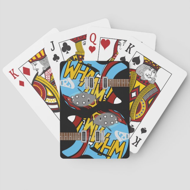Mod Brit Pop Art Whaam Guitar Poker Cards (Back)