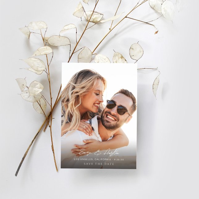 MOD Calligraphy Photo Vertical Save the Date Invitation (Creator Uploaded)