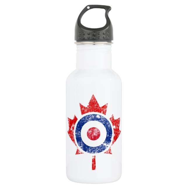 Mod Canada Curling Hockey Target Grunge Ice Stainless Steel Water Bottle (Front)