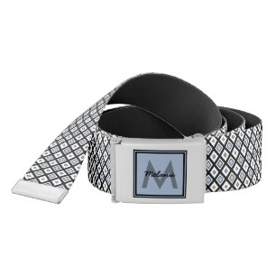 Mod Check Pattern Blue and Black Squares Belt