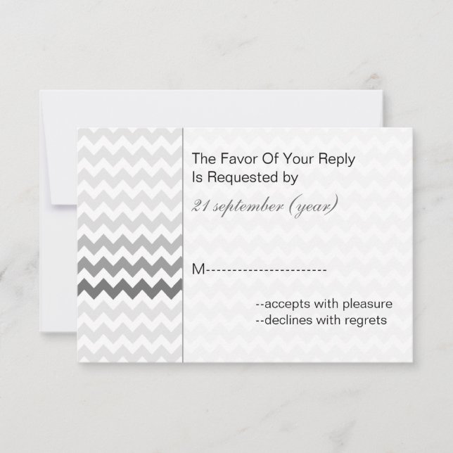 Mod chevron gray  Ombre wedding rsvp 3.5 x 5 (Front)