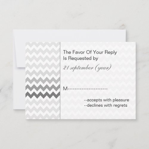 Mod chevron gray  Ombre wedding rsvp 3.5 x 5