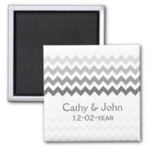 Mod chevron gray  Ombre wedding save the date Magnet