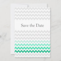 Mod chevron mint green Ombre wedding save the date
