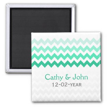 Mod chevron mint green Ombre wedding save the date Magnet