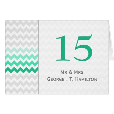 Mod chevron mint green Ombre wedding table numbers
