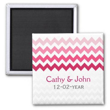 Mod chevron Pink Ombre wedding save the date Magnet