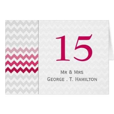 Mod chevron Pink Ombre wedding table numbers