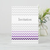 Mod chevron purple Ombre wedding invites (Standing Front)