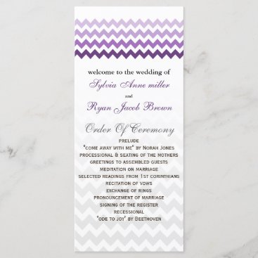 Mod chevron purple Ombre Wedding program