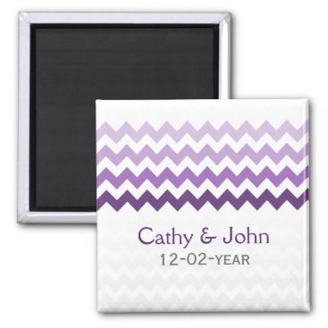 Mod chevron purple Ombre wedding save the date Magnet