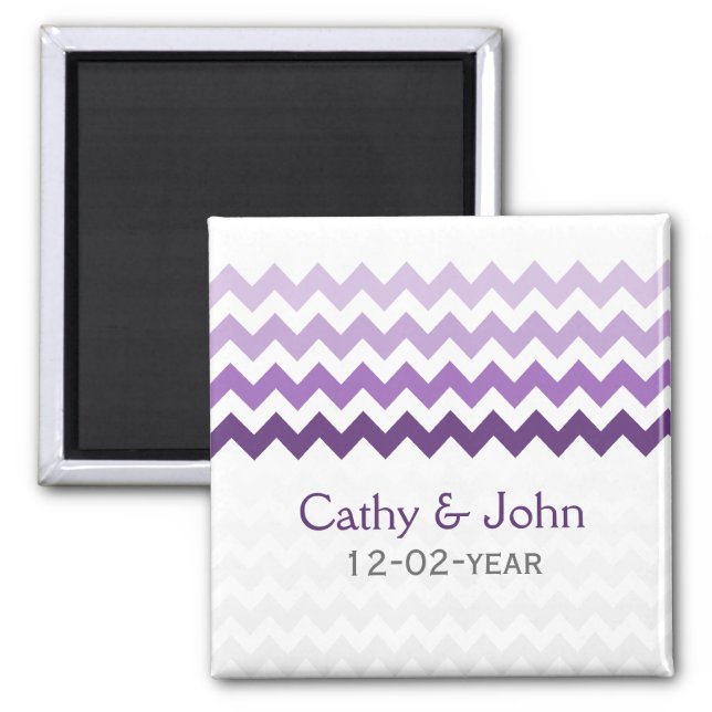 Mod chevron purple Ombre wedding save the date Magnet (Front)