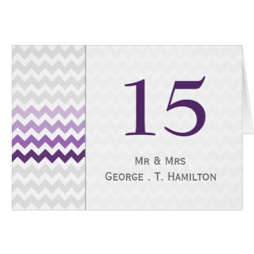 Mod chevron purple Ombre wedding table numbers