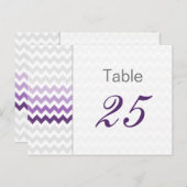 Mod chevron purple Ombre wedding table numbers (Front/Back)