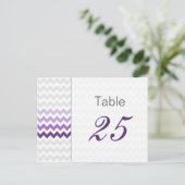 Mod chevron purple Ombre wedding table numbers (Standing Front)