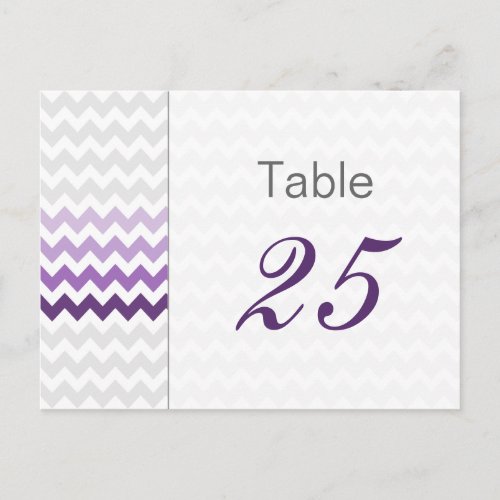 Mod chevron purple Ombre wedding table numbers