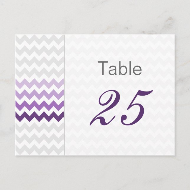 Mod chevron purple Ombre wedding table numbers (Front)