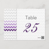 Mod chevron purple Ombre wedding table numbers (Back)