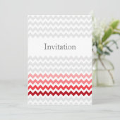 Mod chevron red Ombre wedding invites (Standing Front)
