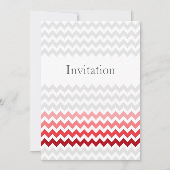 Mod chevron red Ombre wedding invites (Front)