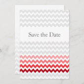 Mod chevron red Ombre wedding save the date (Front/Back)