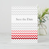 Mod chevron red Ombre wedding save the date (Standing Front)