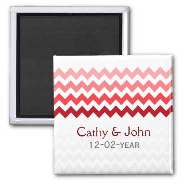 Mod chevron red Ombre wedding save the date Magnet