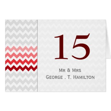 Mod chevron red Ombre wedding table numbers