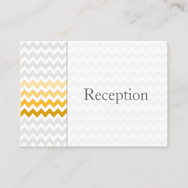 Mod chevron yellow and gray Ombre Reception Cards (Front)