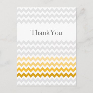 Mod chevron yellow and gray  Ombre Thank You Postcard