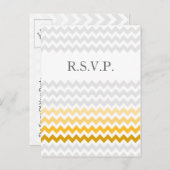 Mod chevron yellow and gray  Ombre wedding rsvp Invitation Postcard (Front/Back)