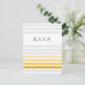 Mod chevron yellow and gray  Ombre wedding rsvp Invitation Postcard (Standing Front)