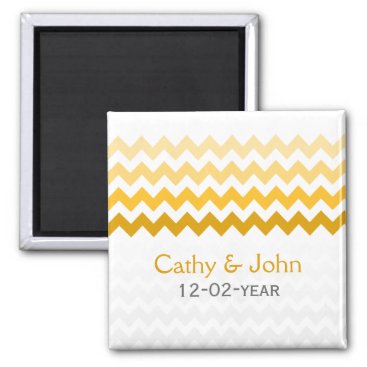 Mod chevron yellow Ombre wedding save the date Magnet