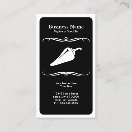 mod chili pepper  black and white business card