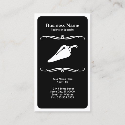 Customizable mod chili pepper : black and white business card template