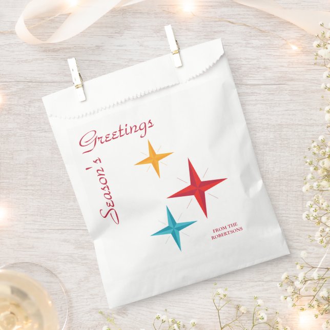 Mod Christmas Stars, Mid-Century Modern Holiday Favor Bag (Clipped)