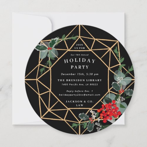 Mod Christmas Wreath Company Holiday Party Invitation