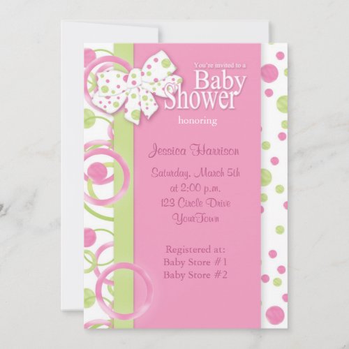 Mod Circles Baby Girl Shower Invitation
