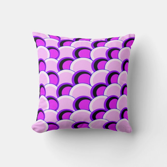 Mod Circles Pink and Purple Throw Pillow (Front)