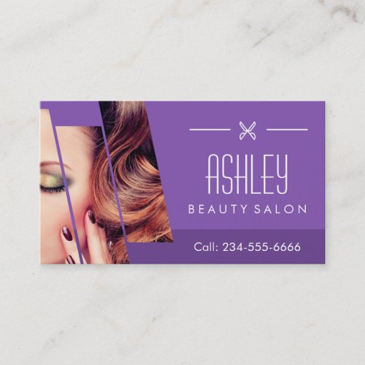 Customizable Mod Classy Purple Fashion Girl Makeup Hair Salon Business Card