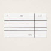 Mod Coffee House Business Card with Bill receipt (Back)