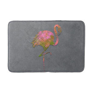 Mod Colorful Summer Flamingo Chic Modern Grey Bath Mat