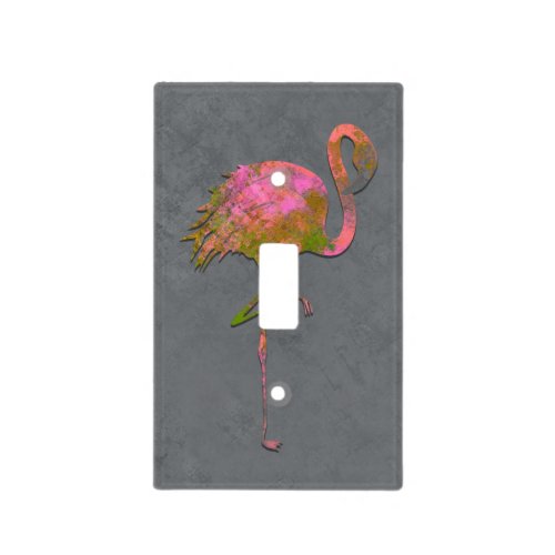 Mod Colorful Summer Flamingo Chic Modern Grey Light Switch Cover