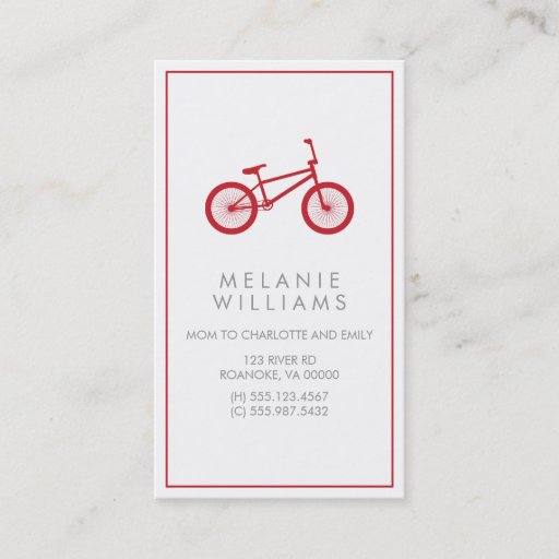 Customizable Mod Cranberry Red Bicycle Business Cards
