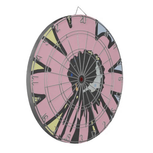 Mod daisy pale yellow pink and blue pattern dart board