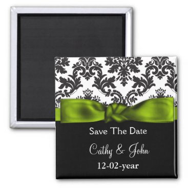 mod damask green Save the date magnet