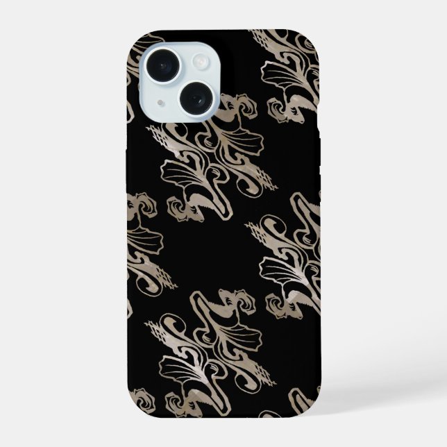 Mod damask texture (silver and black) iphone case (Back)